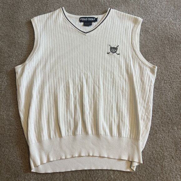 Polo Ralph Lauren Other - Vintage Polo Golf  Ralph Lauren Sweater Vest Cream V-Neck  Crest 90s Small